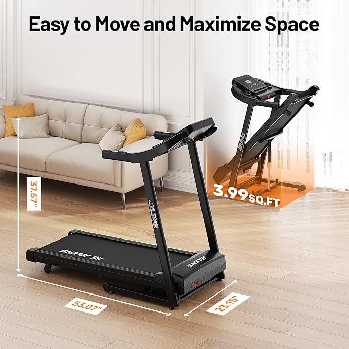 Treadmill for Home with 0-15% Auto Incline, Foldable Walking Pad Treadmill with 330LBS Weight Capacity and Pulse Sensors, 3.0HP Quiet Walking Pad with App and LCD Display