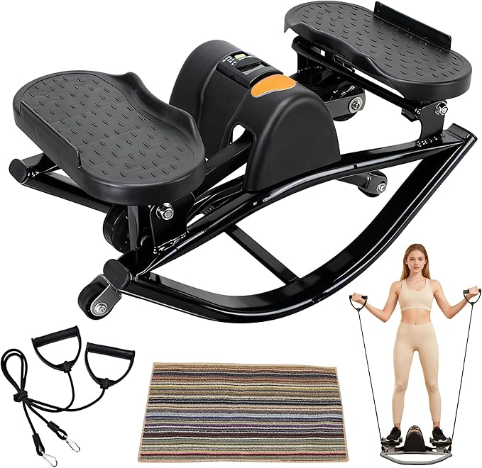 EMESAK Rocking Stepper Side to Side, Portable Compact Lateral Motion Steppers, Track Time, Calories with Digital Display, for Legs, Glutes, Abs for Women Men