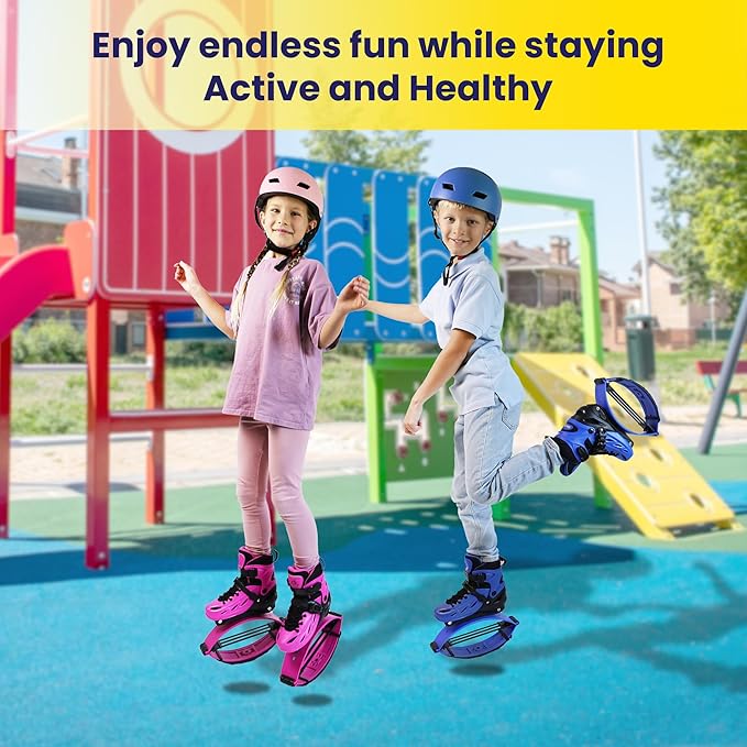 New Bounce Jumping Shoes for Kids - Premium Moon Boots - Durable Kangaroo Jumpers - Strong, Safe and Adjustable Fit, Perfect for Exercise and Fun - New & Improved Edition (Medium, Pink)
