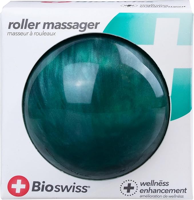 BioSwiss Roller Ball Massager, Handheld Full Body Massage Tool for Back, Legs, and Muscles