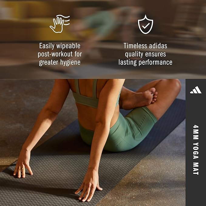 adidas Yoga Mat - Eco Friendly - Non Slip, Durable Textured Surface