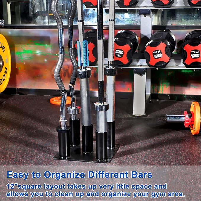 Eapele Barbell Storage Holder for 1" and 2" Olympic Bars EZ-Bars Trap Bars (5 Bars)