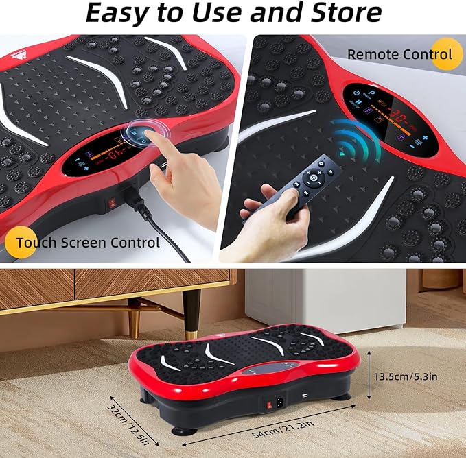 Himaly Vibration Plate Machine, Vibration Fitness Trainer with Bluetooth Speaker, 5 Program Modes, 2 Resistance Bands, Home Exercise Equipment for Fitness Body Toning