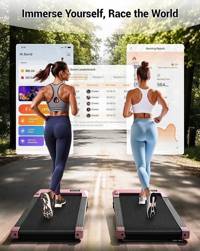 DeerRun Under Desk Walking Pad Treadmill for Home & Office, 6% Manual Incline, 0.6–3.8 MPH Walking Speed, 300 lb Capacity, App & Remote Control