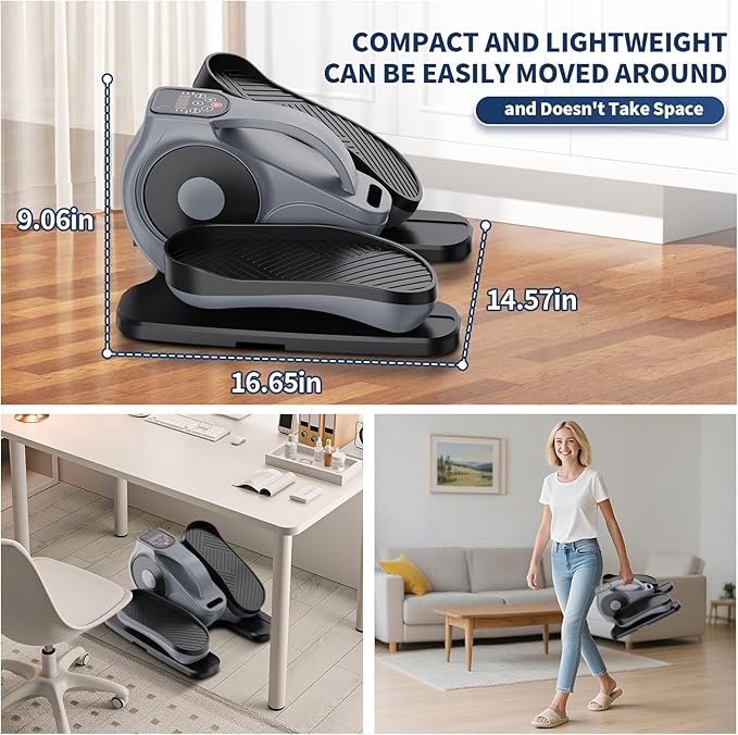 Under Desk Elliptical Machine, Electric Elliptical for Seniors with 12 Adjustable, Portable Quiet Elliptical Machine, Seated Pedal Exerciser Equipment for Home