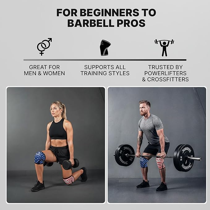DMoose Fitness Knee Sleeves for Weightlifting (Pair) 78” Knee Wraps for Joint Support, Squats & Powerlifting - Gym Brace Straps for Joint Stability & Pain Relief, USPA & IPL Approved for Men and Women