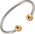 2-Tone Stainless Steel Magnetic Bracelet High Power Magnets, For Men and Women, Adjustable Bangle