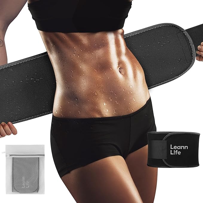 Waist Trimmer Belt – One Size 52″ Fits All Women & Men, Premium Neoprene Sweat Waist Trainer for Workout & Fitness