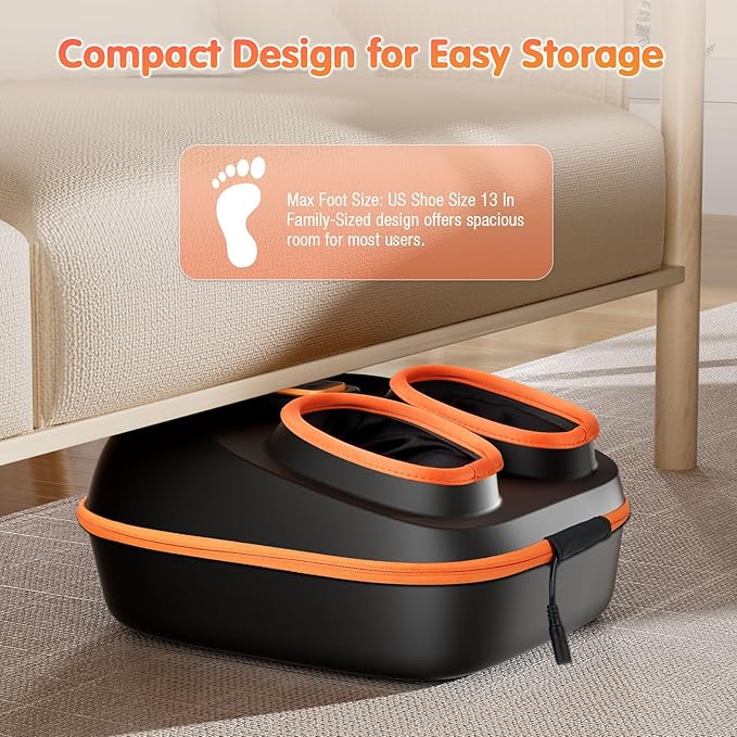 Foot Massager Machine with Heat, Upgrade 6 Airbags 29 Nodes Deep Rolling, Compression, Ankle Kneading, Shiatsu Foot Massager for Neuropathy Plantar Fasciitis, Gifts for Men Women Fits Up to 13"