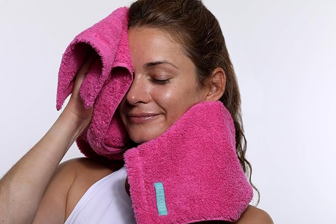 FACESOFT Eco Friendly Gym Towel for Working Out - Soft and Absorbent Cotton Exercise - No Synthetic Microfibers or Plastics - Sweat Towel for Gym, Fitness, Sports, Yoga - Pink - 1 Pc