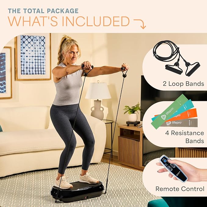 Lifepro Vibration Plate for Lymphatic Drainage – Whole Body Vibrating Platform Exercise Machine for Muscle Toning & Recovery with Remote Max Load 260 lb