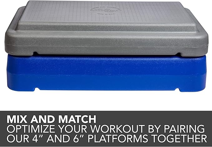 The Step (Made in USA) 4 Inch Stackable Aerobic Exercise Platform (Grey) with Non-Slip Surface and Nonskid Feet to Prevent Sliding