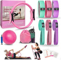 Pilates Essentials Kit for Home Women, Pilates Equipment for Workouts, 6 Fabric Resistance Bands, 12 Inch Magic Circle Yoga Ring, Mini Exercise Ball, Great Exercise Accessories
