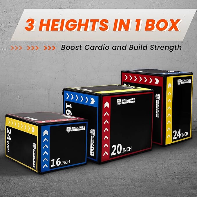 BalanceFrom 3-in-1 Foam Plyometric Jump Box for Home Gym with Multiple Height Options – Versatile Plyo with Non-Slip Surface for Strength, HIIT, Step-Ups, and Agility Training