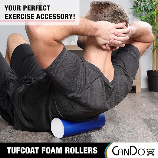 CanDo Premium TufCoat Blue Coated Foam Rollers for Muscle Restoration, Massage Therapy, Rehabilitation, Sport Recovery and Physical Therapy for Home, Clinic and Gym