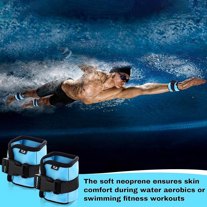 2 Pairs Ankle Wrist Weights for Land or Aquatic Exercise Aqua Cuffs Aqua Aerobics Fitness Bands for Ankle and Wrist Adjustable Weights for Swimming Pool Workout Equipment