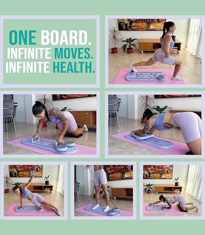 Pilates Board Portable Reformer Set Pilates Kit with Resistance Bands Ball Timer Display for Home Workout Fitness Abs Glutes Women Foldable Multifunction Pilates Machine