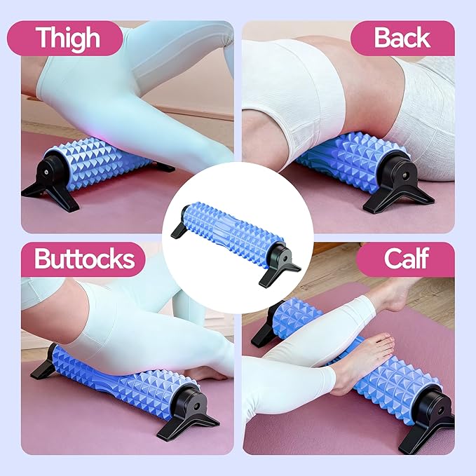 Foam Roller with Detachable Stand, 18” Deep Tissue Massage Roller, Beginner-Friendly Support Design for Muscle Recovery, Home Workout & Fitness - Blue