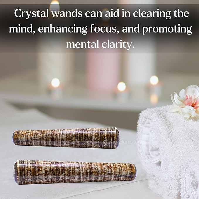 Amazing Gemstone Aragonite Crystal Wand Massage Stick - Pelvic Wand Gua Sha for Adults - Crystals and Healing Stones Massage Wands for Adults Gifts (Smooth)