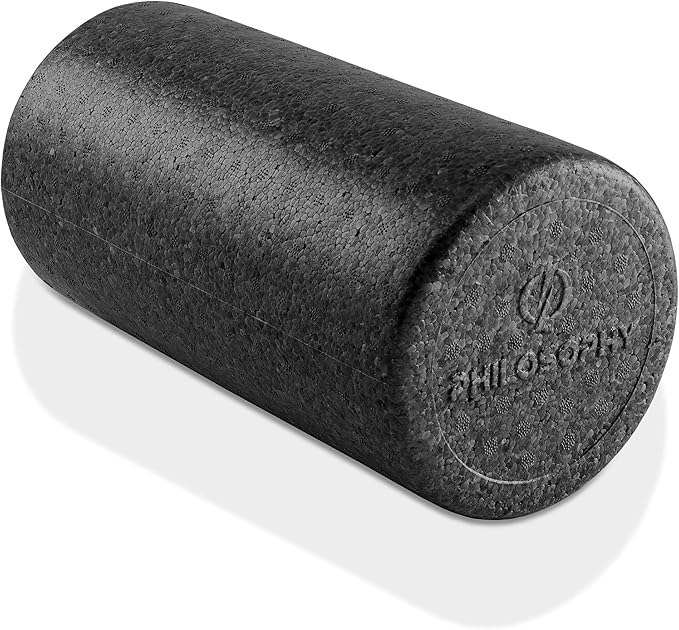 Philosophy Gym 12" High-Density Foam Roller for Exercise, Massage, Muscle Recovery - Round, Black