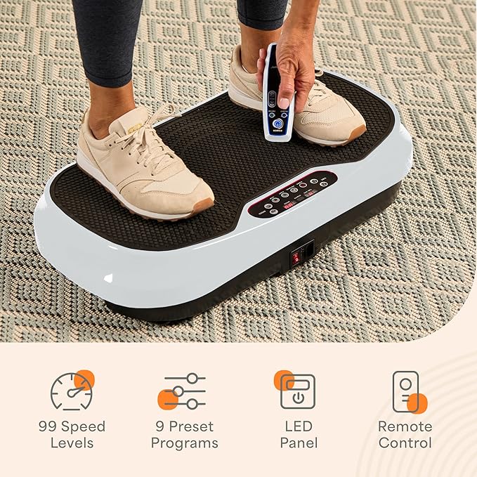 Lifepro Vibration Plate for Lymphatic Drainage – Whole Body Vibrating Platform Exercise Machine for Muscle Toning & Recovery with Remote Max Load 260 lb