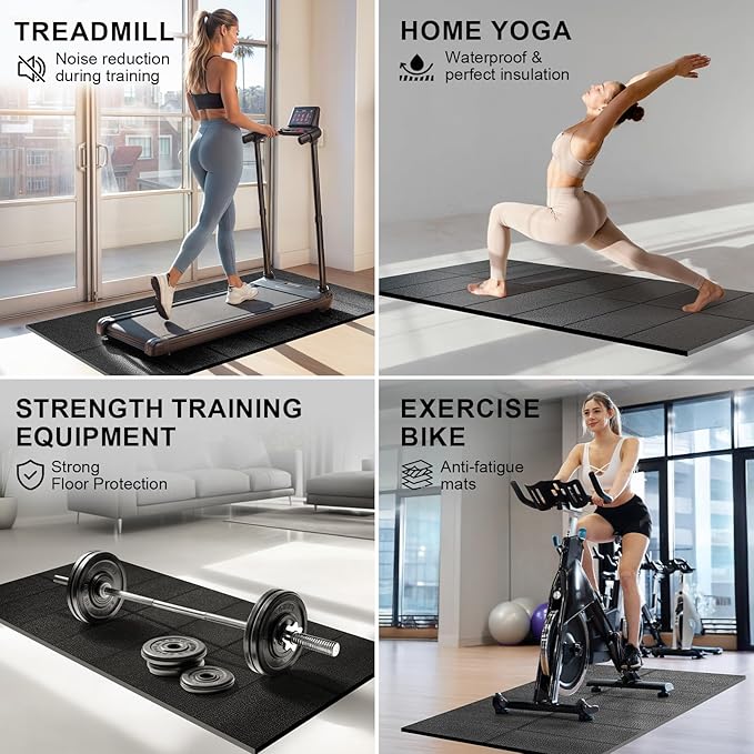 Foldable Treadmill Mat Walking Pads, Bike Exercise Equipment Mat, 1/4" Thick, 68"x24" Anti-Slip Waterproof Floor Protector for Carpet, Home Hardwood, Home Gyms, Workout Fitness Machines, Yoga, Gift
