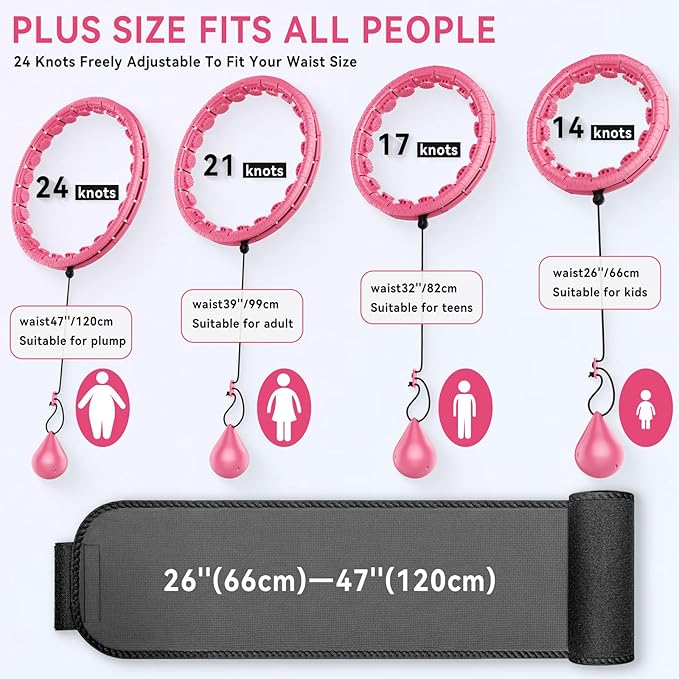 Weighted Fitness Hoop for Adults Weight Loss,Infinity Weighted Hoop Plus Size with Sweat Belt,Waist Trainers for Women,Exercise Hoop Womens Weight Loss at Home