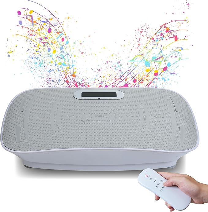 Full Body Vibration Platform, 10-Frequency Shaking Machine with Bluetooth Music Sync, LED Display, Durable ABS and Metal Frame, Non-Slip Silicone Pedals for Home Gym, Unisex Fitness