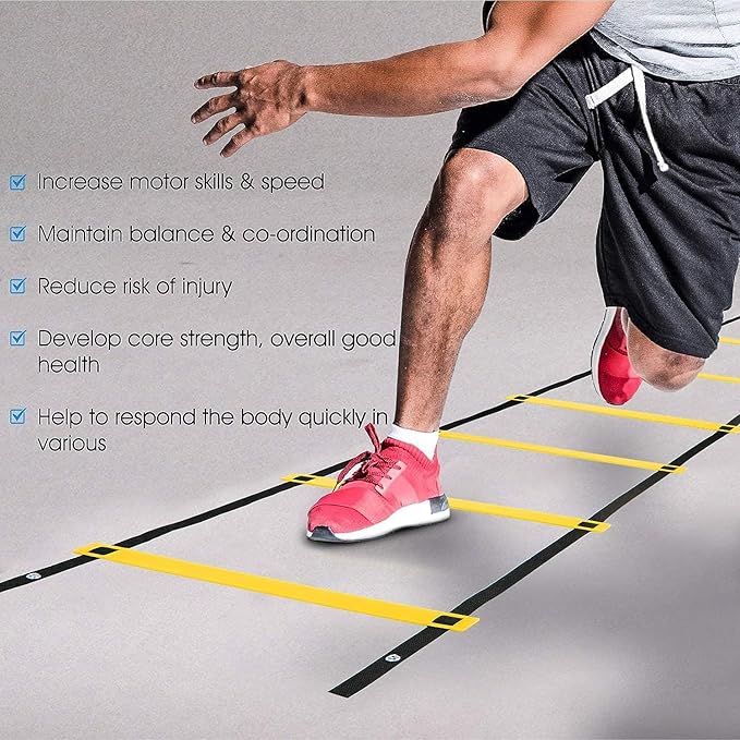 Yes4All Agility Ladder – Adjustable Speed & Agility Training Equipment for All Ages – Durable, Portable, Multiple Combo Sets Available