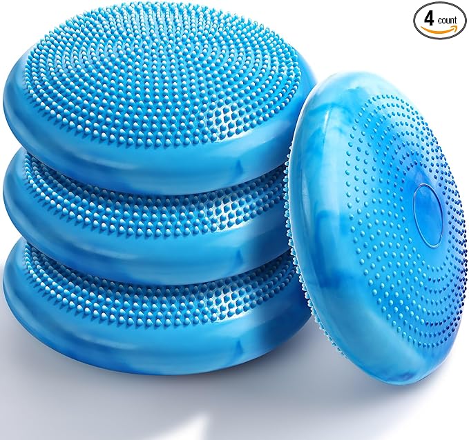 Libima 4 Pcs Wiggle Seat for Sensory Kids Inflated Wobble Cushion Sensory Seat Cloud Design Flexible Seating for Classroom Elementary Balance Disc for Kids Adult Pet Training