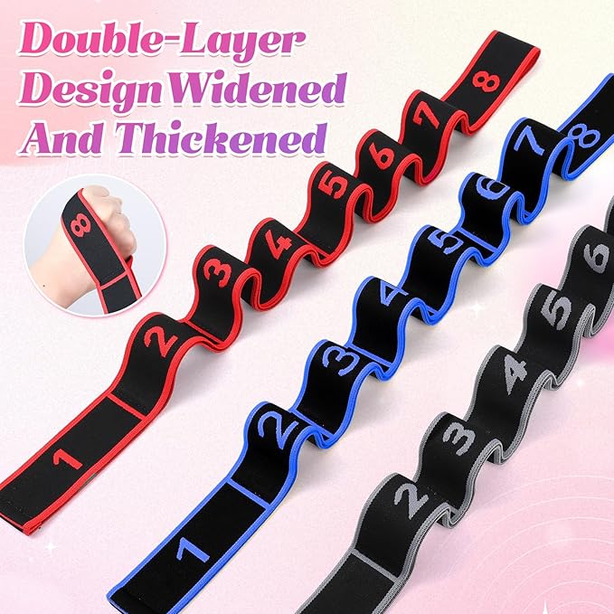 Fitness Resistance Bands with Handles, 2026 Upgrade Fitness Resistance Band for Stretching and Yoga, Fashion Puller Exercise, Adjustable Leg Stretcher Bands for Full Body Stretching Shaping