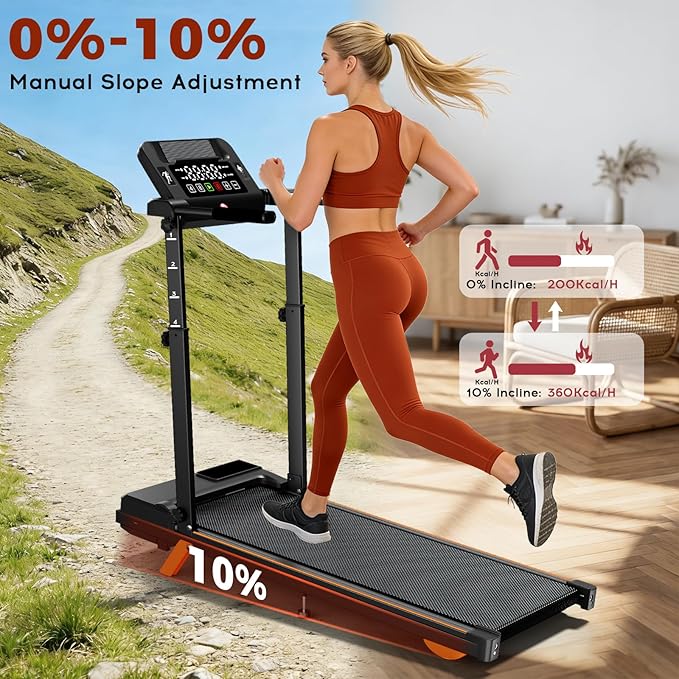 Walking Pad Treadmill with Desk, Foldable Treadmills for Home, Quiet Treadmill with 10% Incline, 300lbs Weight Capacity Walking or Running for Home Office