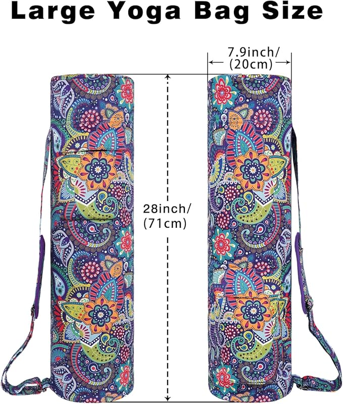 Yoga Mat Bag Full-Zipper Yoga Mat Carrier with Extra Wide Adjustable Strap 2 Multi-Functional Storage Cargo Pocket Stylish & Functional Yoga Bag Pilates Bag for Women & Men