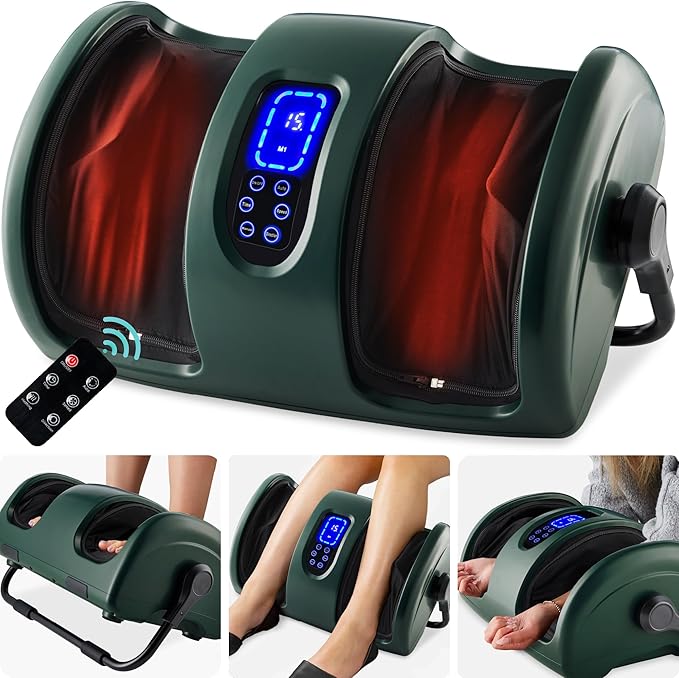 Best Choice Products Heated Shiatsu Foot Massager for Pain Relief, Plantar Fasciitis, Neuropathy, Blood Circulation w/Compact Design - Dark Green