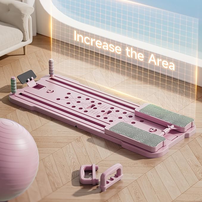 Multifunctional Pilates Board - Home Fat Burning Fitness Equipment with 3 Modes, Foldable Design, 330LBS Capacity, Stainless Steel Rollers for Core, Leg, Arm & Back Training