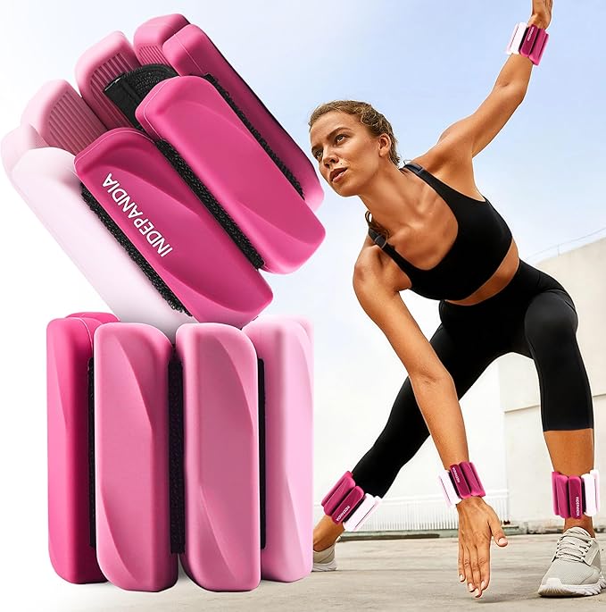 Wrist & Ankle Weights for Women and Men, 2lbs/4lbs Pairs Adjustable Silicone Weighted Bangles for Arm & Leg Workouts, Perfect for Pilates, Barre, Yoga, Walking & Home Fitness 24055