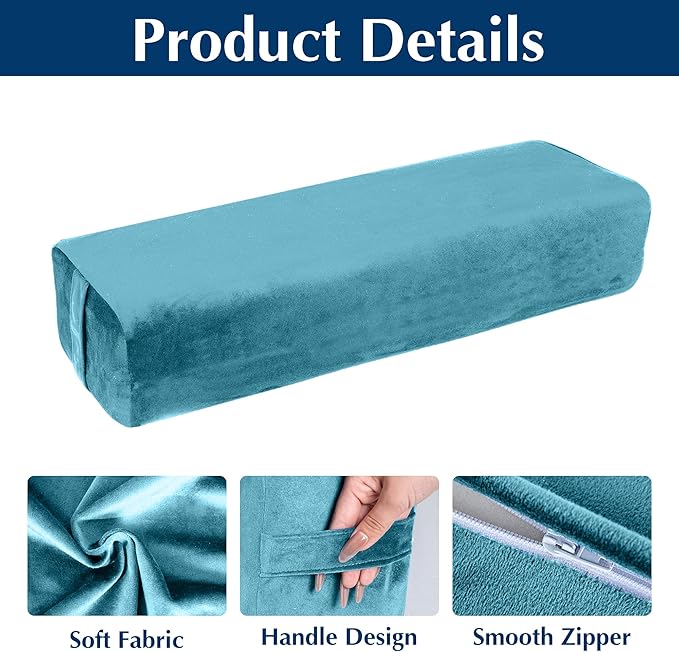 2-Pack Yoga Bolster Pillow Set: Rectangular & Cylinder Pillows for Meditation and Support, Yoga Pillows with Washable Velvet Cover, Triple-Layer Sponge with Carry Handle, Green