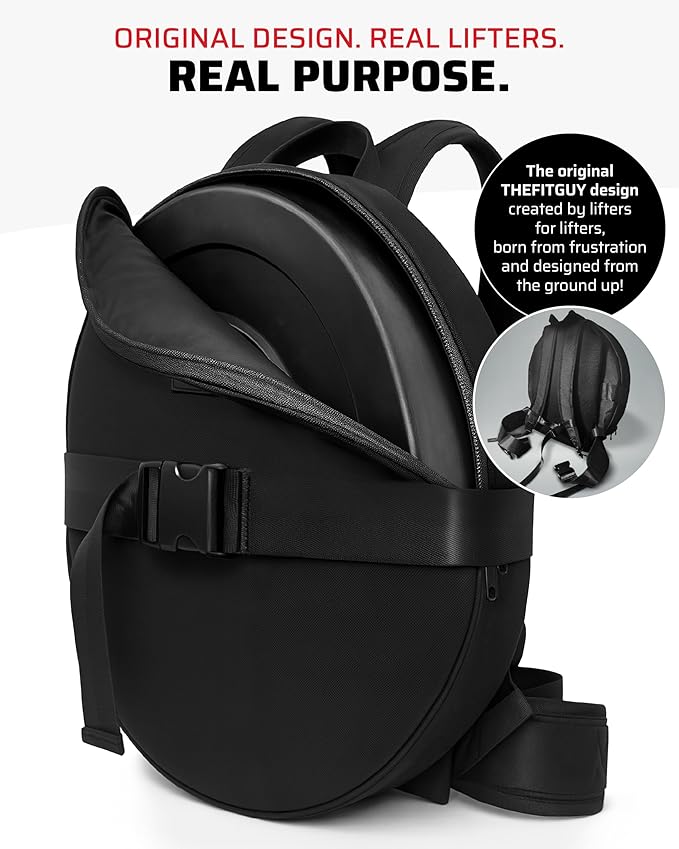 Weighted Backpack for Gym Weight Plate - for Pushups, Calf Raises, Squats, Wear on Back or Front, Fits Up to 17.5” Diameter, 2.5” Thick Plate, Padded Straps & Secure Buckles - For Home & Gym
