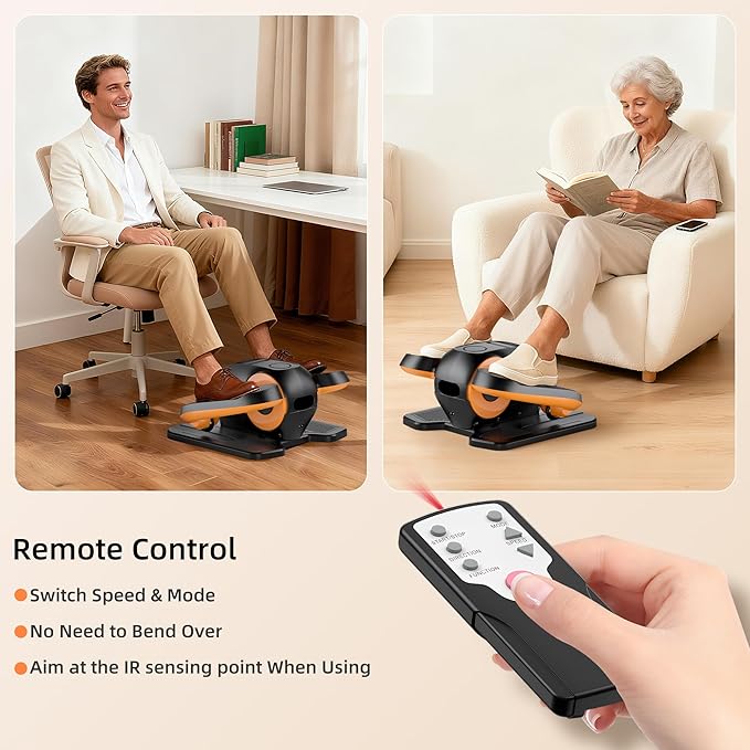 Under Desk Elliptical Machine with Remote Control, 12-Speed Electric Leg Exerciser for Home & Office, Quiet Portable Pedal Exerciser for Adults, Seniors and Everyone Seeking Easy Fitness