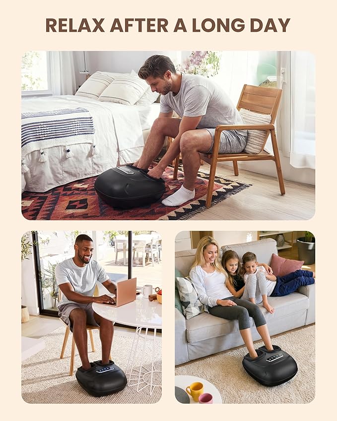 CILI Foot Massager with Heat,Heated Feet Massager for Plantar Fasciitis & Neuropathy Pain Relief, Deep Kneading Vibration Compression