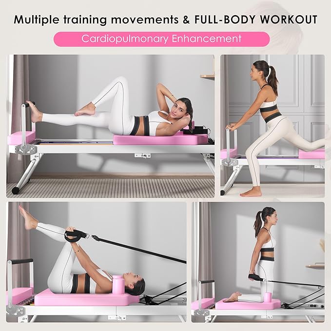 soges Foldable Pilates Reformer Machine for Home Gym, Pilates Workout Equipment for Beginner, Cardio Fitness High Strength Rebounder