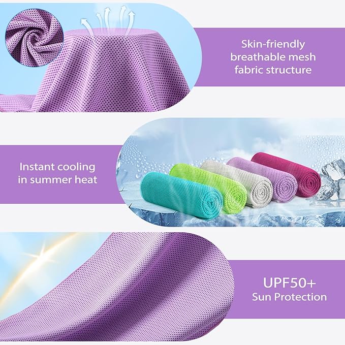 Cooling Towels - 5 Pack Gym Towels, Gym Towel for Working Out, Yoga Towel, Quick Dry Towel for Running, Camping, Fitness & More Activities