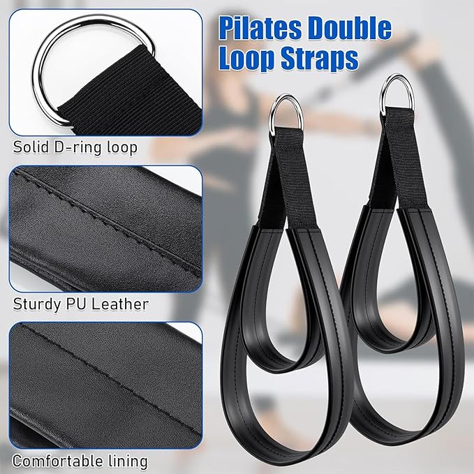 Pilates Straps - Padded Core Strength Fitness | Pilates Exercise Yoga Straps | for Athletes Women Beginners Ladies Home Gym Dorm Apartment