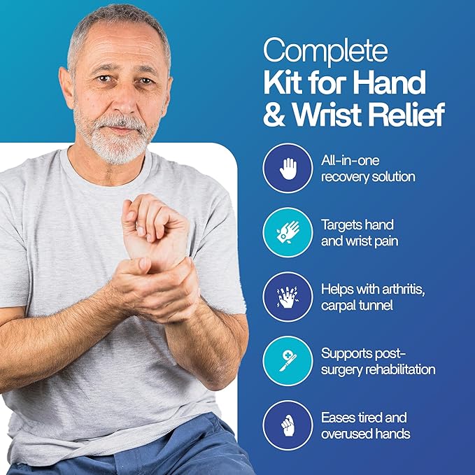 Hand Therapy Equipment for Rehabilitation and Recovery – Hand Therapy Kit with Grip Strength Trainer, Finger Strengthener & Exercise Balls for Arthritis, Carpal Tunnel and Physical Therapy by Theravio