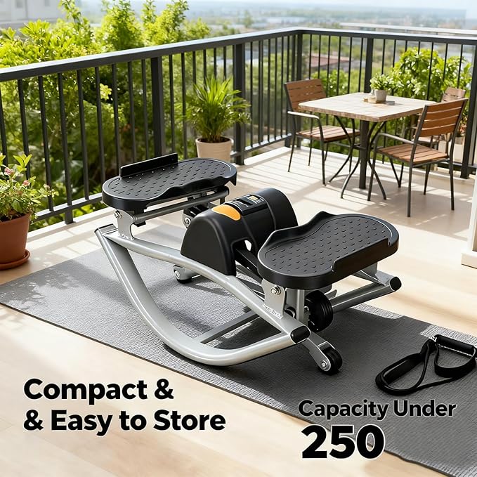 Rock Stepper Side to Side, 2026 Lateral Rocking Fitness Stepper, Low-Impact Home Workout Machine for Knees & Joints, Compact Portable Rocking Stepper with LCD to Track Time Steps Calories