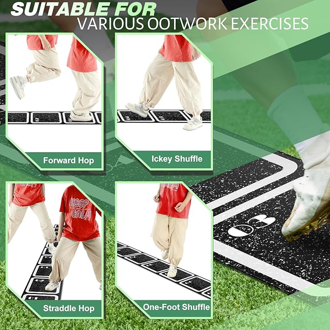 Rubber Agility Ladder 15 ft Non-Slip Rubber Speed Agility Training Ladder Pad for Soccer Football Footwork Training Equipment for Fitness Boxing Sports Quick Exercise Gym Workout
