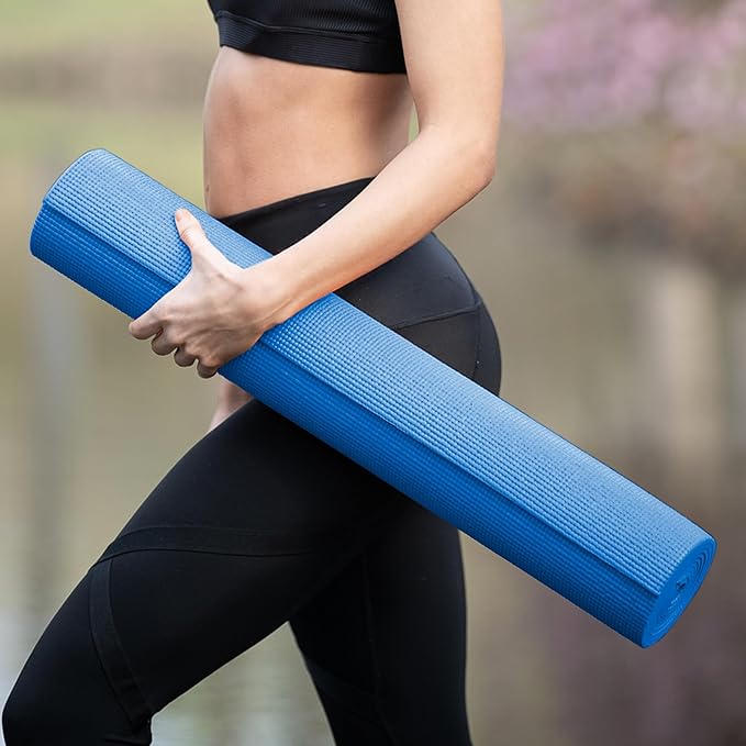 12-Pack Classic Yoga Mat With Carrying Strap, 68" x 24" Non Slip Exercise Mat, 4mm Thick Gym Mat, Bulk Non Toxic Yoga Mats for Home Workout, Schools, Classroom, and Studios