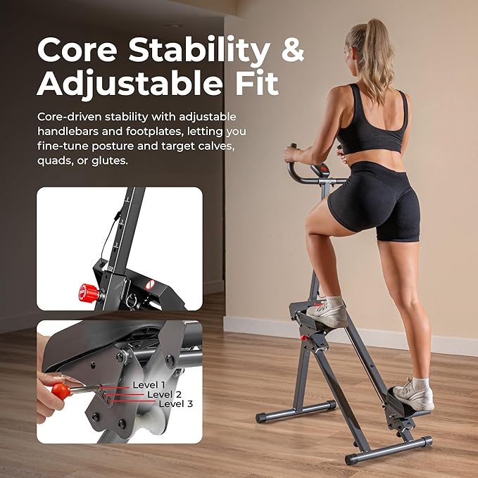 Sunny Health & Fitness Smart Foldable Cardio Stair Stepper, Vertical Climber with Extended Step Range, SunnyFit App Connection – Pink / White / Gray