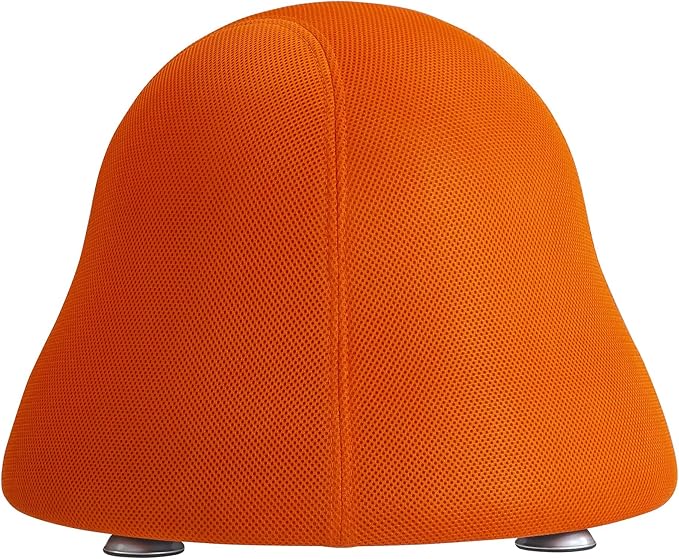 Scranton & Co Low Profile Ball Chair, Vinyl Upholstered Orange Yoga Ball Seat, Powder Coated Legs, Anti-Burst Design, 250 lb Capacity, Compact Active Seating for Kids, Encourages Posture and Balance