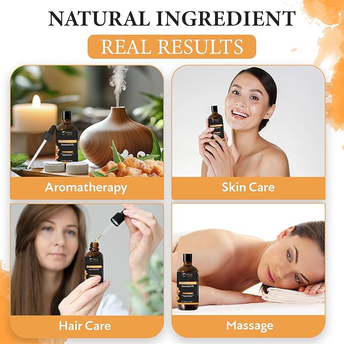 Frankincense Essential Oil | Pure Aromatherapy Oil for Diffusers, Hair Growth, Skin, Scalp Care, Massage | Refreshing Hair Oil for Women & Men | Natural Essential Oil for Diffuser | 4 Fl Oz (120 mL)
